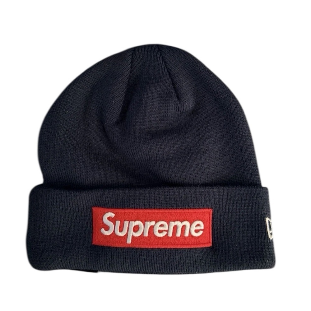 Supreme Navy Beanie New Era Box Red Logo New